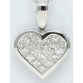thumbnail image 2 of 18k White Gold Princess Invisible Setting heart stylish modern classic diamond pendant (1.1 Ct, H , SI1 ), 2 of 3