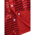 thumbnail image 6 of TiaoBug Kids Boys Girls Shiny Sequined Hip-hop Jazz Shirt Vest Jacket Choir Performance Dancewear Red 4-5, 6 of 7