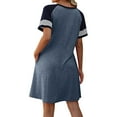 thumbnail image 5 of Henpk Summer Dresses for Women Striped T Shirt Dress Casual Midi Dress Short Sleeve Sundress with Pockets Fashion Casual Striped Printed Short Sleeve Solid Dress Blue XL, 5 of 6