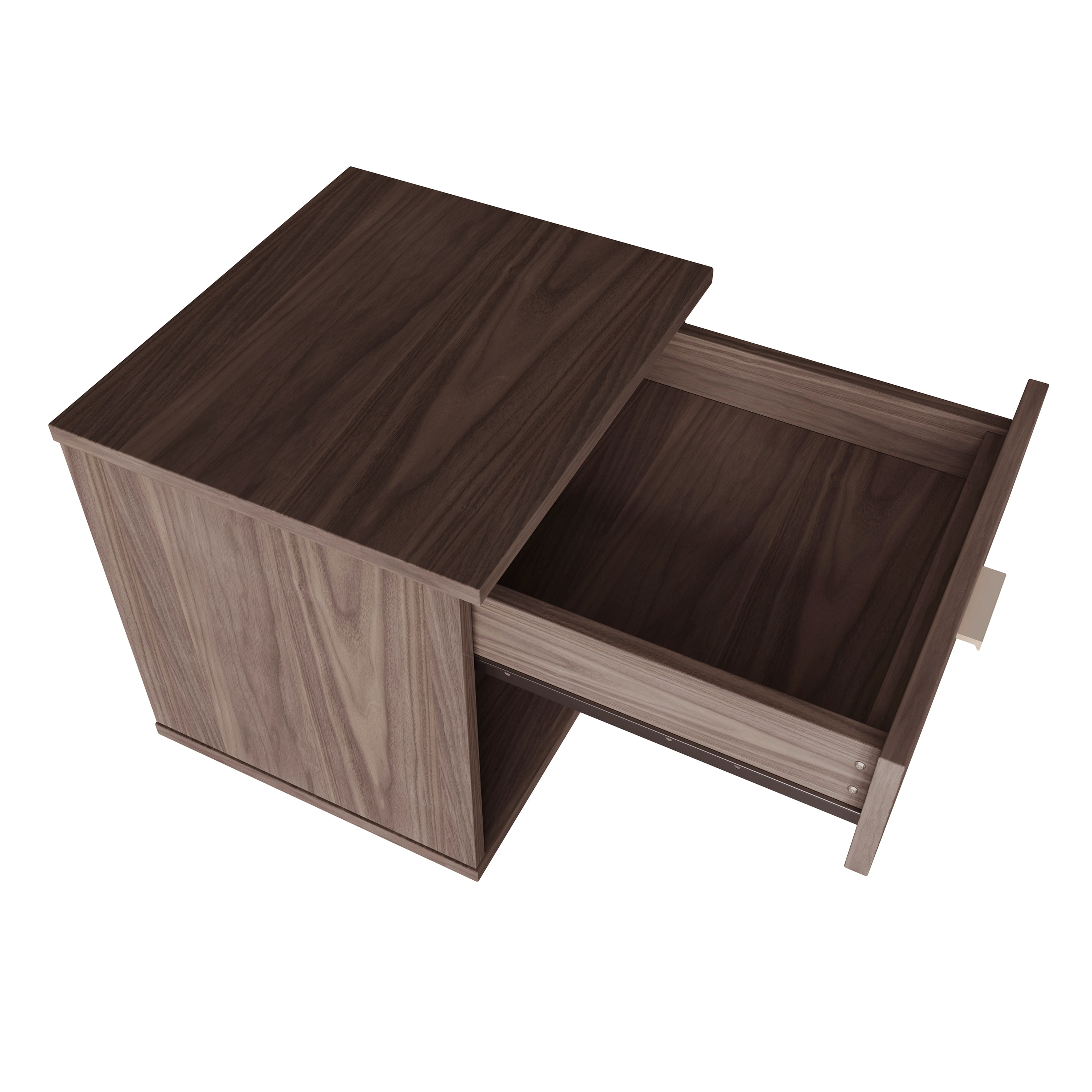 Boyd Sleep Novara One Drawer Nightstand with Open Storage, Walnut