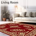 thumbnail image 2 of ODIKA 5'x7' Machine Washable Non-Slip Area Rug, Celebration Swirl Array with Flourishing Filigree Ornament High Traffic Rug, Red, 604448, 2 of 7