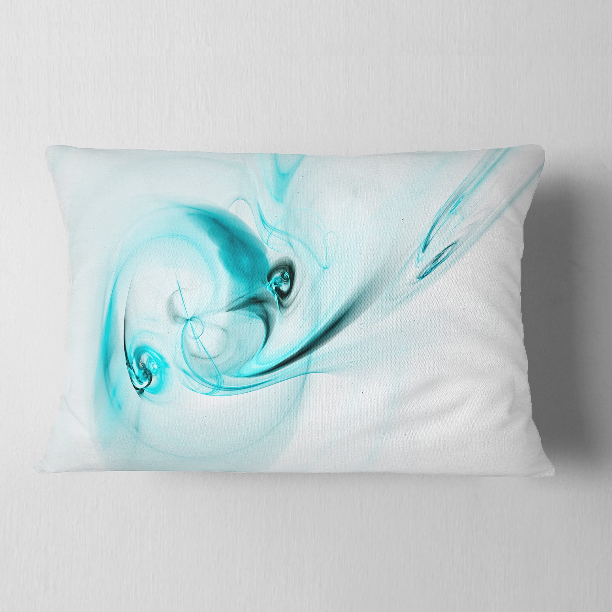 Designart Colored Smoke Light Blue - Abstract Throw Pillow - 12x20