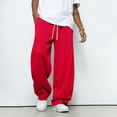thumbnail image 5 of Hot Pink Open Hem Sweatpants Mens Straight Wide Leg with Draw Sting and Pockets S-3XL, 5 of 5