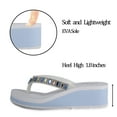 thumbnail image 3 of LSYTQRW Flip Flops Sandals for Women Bling Rhinestones Jewel High Heel Arch Support Comfortable Soft Cushion Wedge Slip-on Casual Platform Summer Thong Sandals，White，Sizes 10, 3 of 5