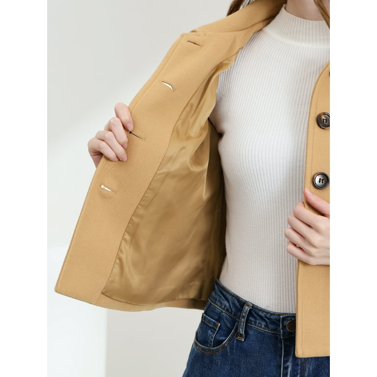 Unique Bargains Women's Turn Down Collar Single Breasted Unique Bargains Women's Turn Down Collar Single Breasted