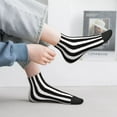 thumbnail image 6 of Adult Quarter Ankle Socks Black And White Stripes Cushion Ventilation Sports Socks, 6 of 7