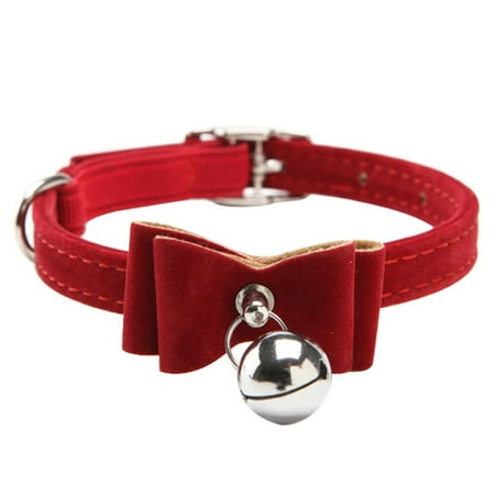 - Velvet Breakaway Adjustable Bowtie Dog and Cat Collar With Bell, Red