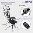 thumbnail image 4 of NOUHAUS ErgoPRO Black Mesh Ergonomic Swivel Office Chair with Adjustable Armrests, Lumbar Support, Headrest & Blade Wheels for Home Office, 4 of 7