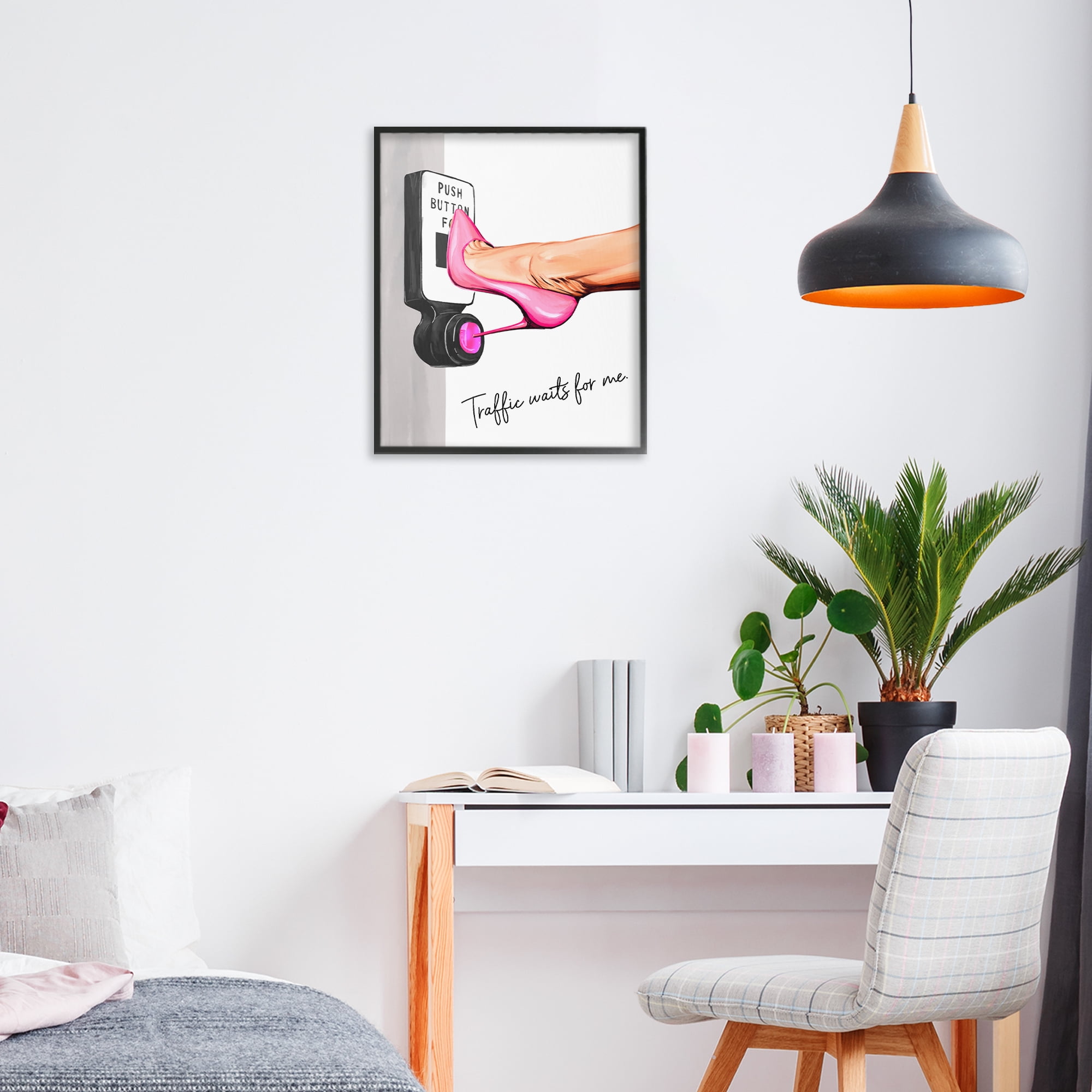 Traffic Waits for Me Heels Black Framed Giclee Art, design by Ziwei Li