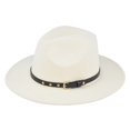 thumbnail image 3 of Womens Sun Hat Women British Jazz Wide Brim Fedora Chain Cowboy Winter Hat Beige One Size, 3 of 4