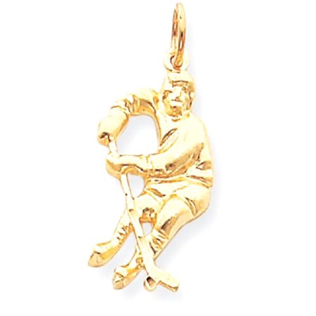 Player Charm 14kt Gold Jewelry - ICE CARATS 10kt Yellow Gold Hockey Player Pendant Charm Necklace Sport Fine Jewelry Ideal Gifts For Women Gift Set From Heart