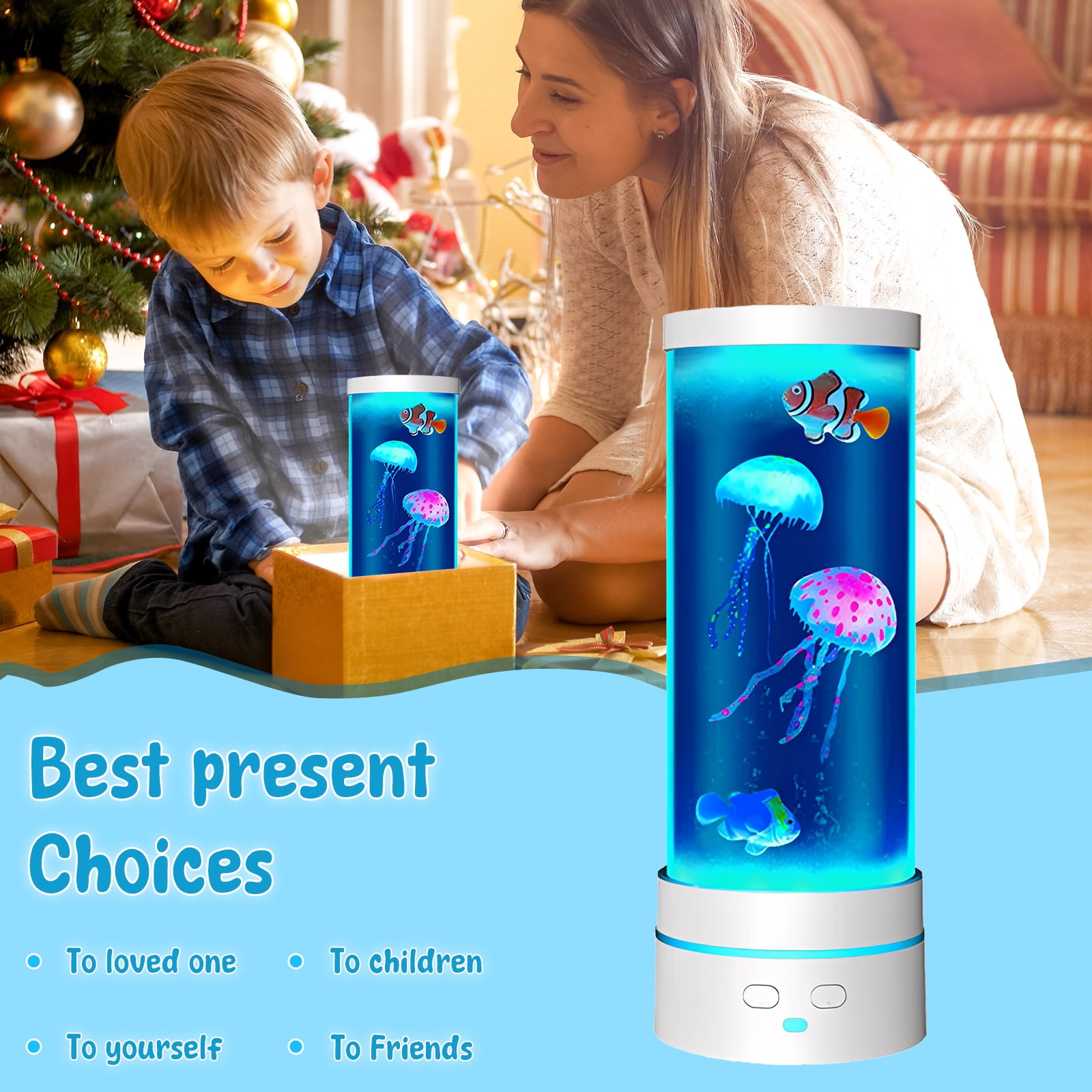 NUAHRHY Jellyfish Lamp, 17 Color Fantasy Aquarium Night Light, Remote Control&USB Powered Artificial Fish Tank Lamp with Moving Fish, Decoration for Living Room and Office