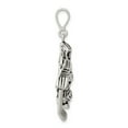 thumbnail image 2 of 925 Sterling Silver Polished Oxidized Hockey Player Charm 40x25mm Wide Pendant Necklace for Women, 2 of 4