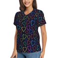 thumbnail image 5 of Yiaed Colored Hearts Print Women's T Shirt V-Neck Short Sleeve Shirt Casual Breathable Tee Summer Tops-X-Large, 5 of 5