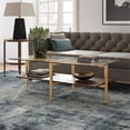 thumbnail image 4 of Allora Mid-Century Brass Metal Rectangle Coffee Table with Walnut Wood Shelf, 4 of 8