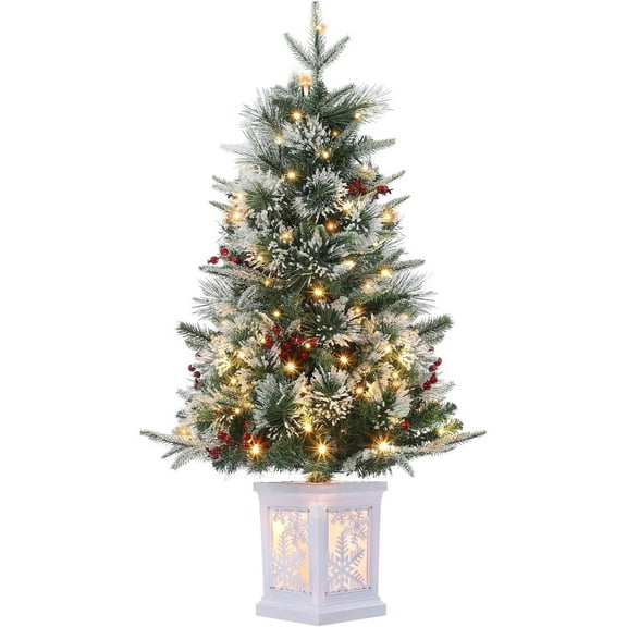 3 Ft Pre-Lit Christmas Tree, Artificial Christmas Trees with Lighting, Xmas Trees with 78 Led Lights, Christmas Decoration for Home, Office, Easy Assembly
