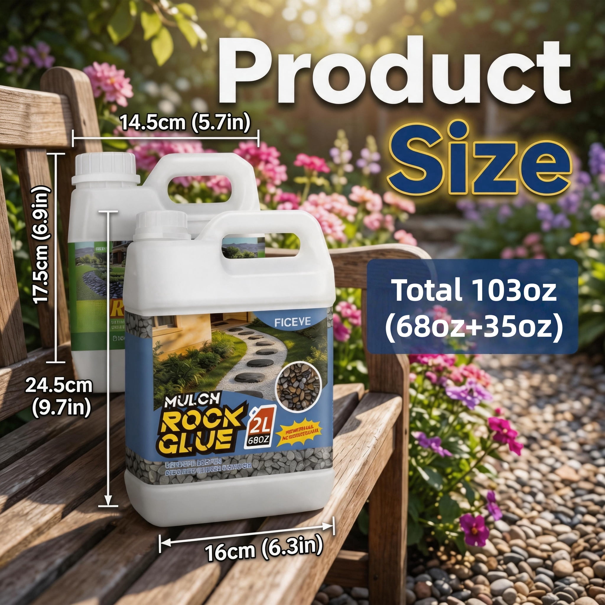 103oz Heavy-Duty Non-Toxic Landscape Glue Suitable For Landscaping - Professional Grade Binder For Pea Gravel, Wood Chips, Stones & Bark | Suitable For Garden Paths, Patios, Borders, Driveways | Stab