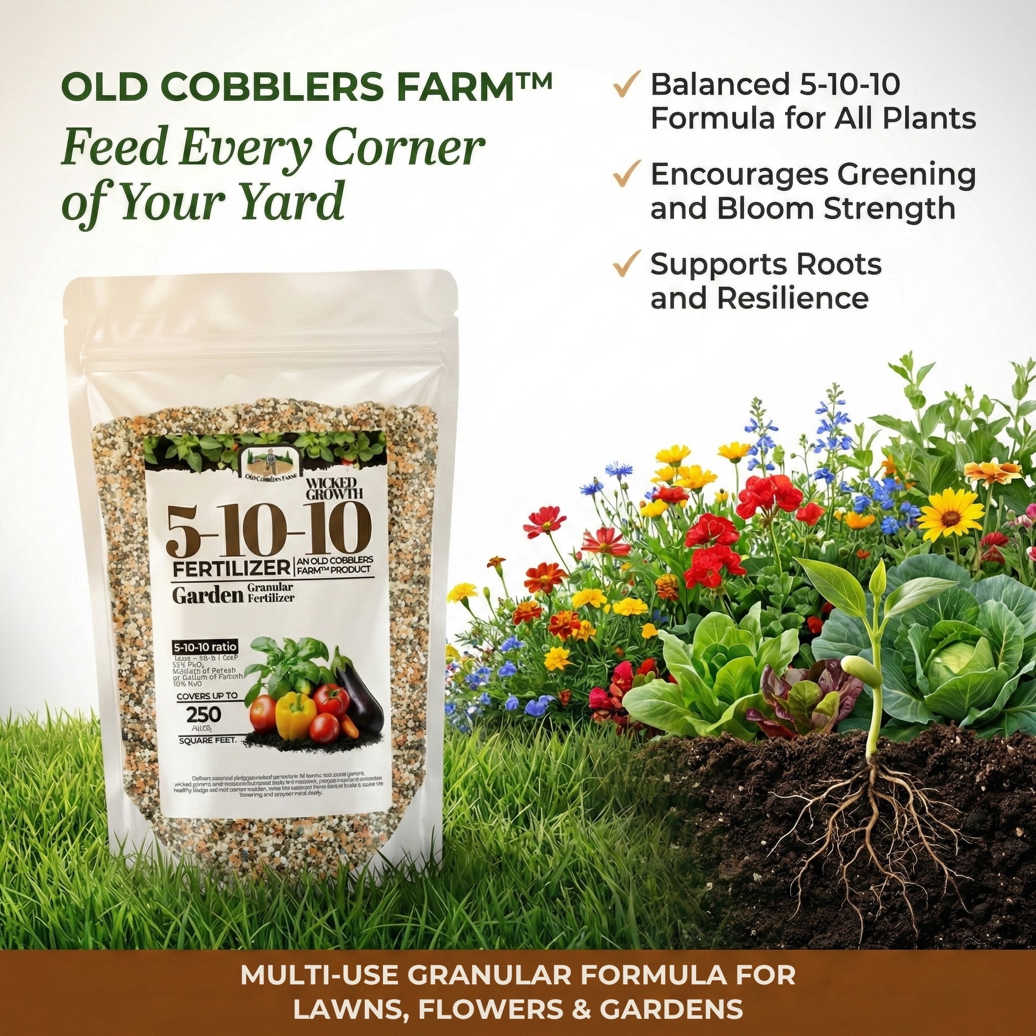 Old Cobblers Farm™ Wicked Growth 5-10-10 Fertilizer - Multi-Use Fertilizer, 20lbs
