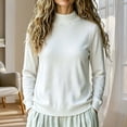 thumbnail image 2 of Women's Mock Neck Long Sleeve Knit Sweater Ghalytn Casual Fine-Knit Pullover Top with Ribbed Trim, 2 of 5