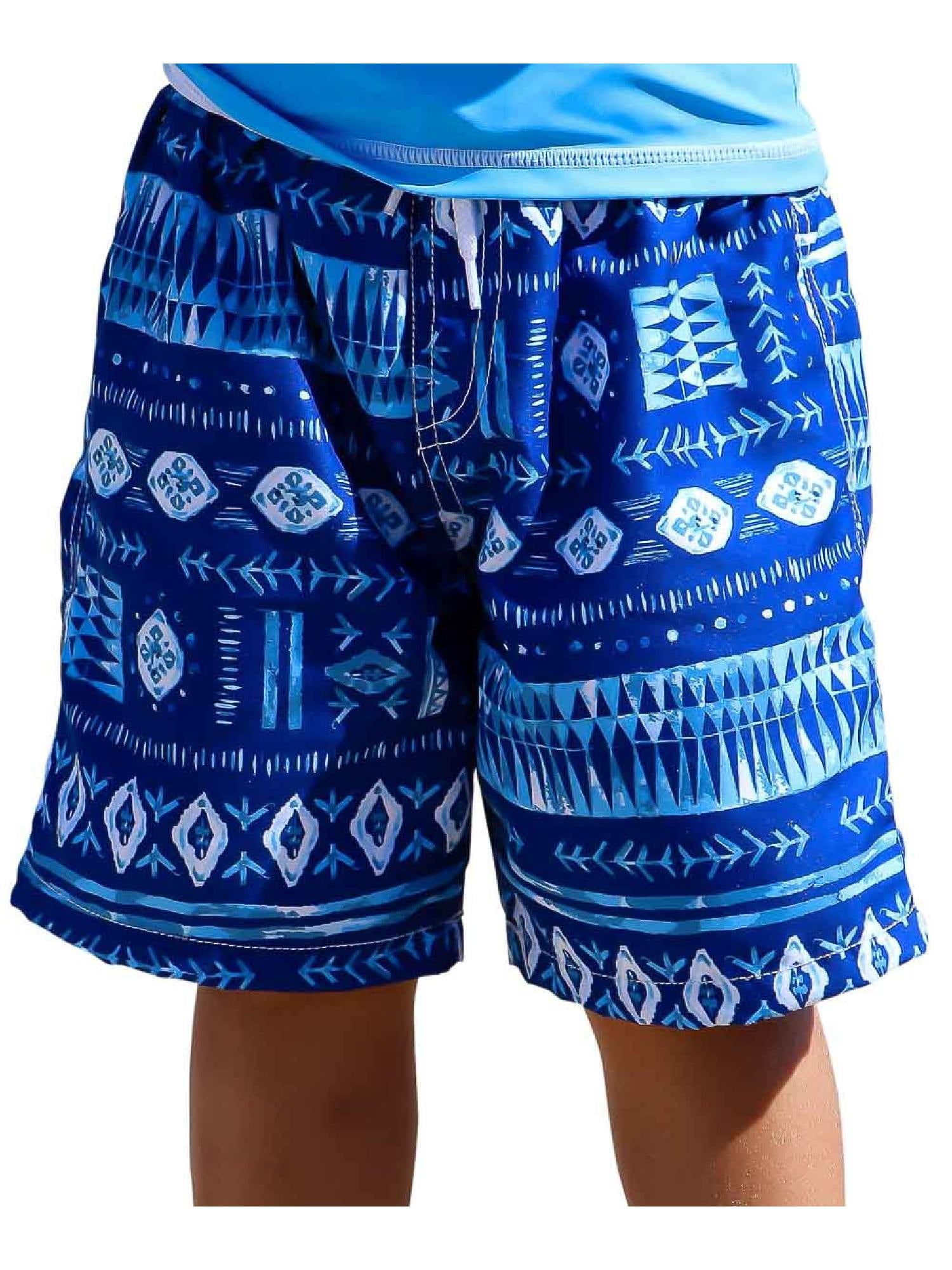 Sun Emporium Baby Boys Aqua Taupe Paisley Sun Protective Board Shorts 6-18M
