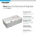 thumbnail image 3 of Houzer Platus 36 in White Fireclay Apron Front Farmhouse Single Bowl Kitchen Sink - PTG-3600 WH, 3 of 7