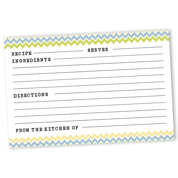 Inkdotpot Recipe Card 6x4 inch Single-Sided Recipe Design Cards White Chevron Recipe Cards Wedding-Bridal Shower-Baby Shower- Pack of 50