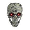 thumbnail image 2 of Glowing Red Eyes Skull Decor Resin Realistic Head Bone Model Human Skeleton Statue Spooky LED Ornament for Halloween Party Home Desktop Indoor, 2 of 9