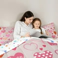 thumbnail image 4 of Feelyou Romantic Love Heart Bedding Comforter Set 7pcs, Cartoon Flower Floral Queen Bedding Sets, Happy Valentines Day Reversible Queen Sheet Sets, Ultra Soft Bedroom Decor, 4 of 8
