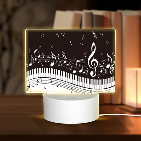 Vsdgher Piano Keys With Musical Notes Rectangular Acrylic Night Light Acrylic Sleep Night Light Friend Gifts for Birthday Gifts for Women Teens Boys Girls