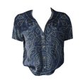 thumbnail image 4 of Bovemsi Women Cotton Shirt Printed Fashion Down Shirts Casual Tops Short Sleeve Blouse, Blue Women's Summer Shirts, L, 4 of 4