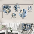 thumbnail image 4 of Designart "Nordic Blue Floral Minimalism" Floral Round Wall Art Set Of 5 - Blue Cottage Office Room Wall Art Set, 4 of 6
