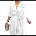 thumbnail image 2 of Vestido de Talla Grande para Mujer, Corta, Cruzado, Cuello en V, Abertura Alta, Volantes, . M, 2 of 4