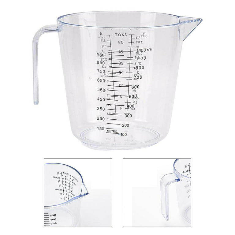 Kitchen Liquid Plastic Measuring Cup for Baking w/ Angled Grip&Spout  250-1000ML