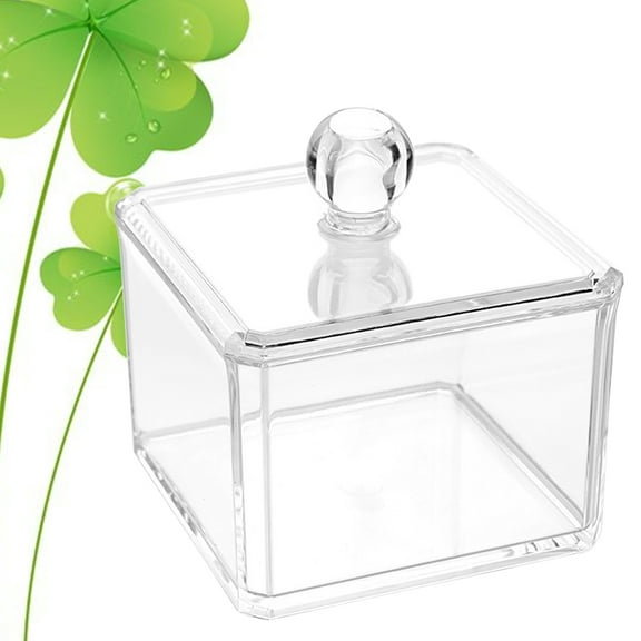 Raindrops Clear Design Square Cotton Pad Holder Organizer 2Pcs Transparent Acrylic Container 3.6X3.6X2.8in