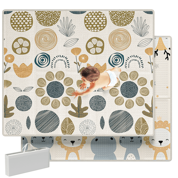 Mloong Baby Play Mat for Floor,59x71x0.4inch Playmat for Baby with Carry Bag, Foldable Play Mat,Kids Foam Play Mat