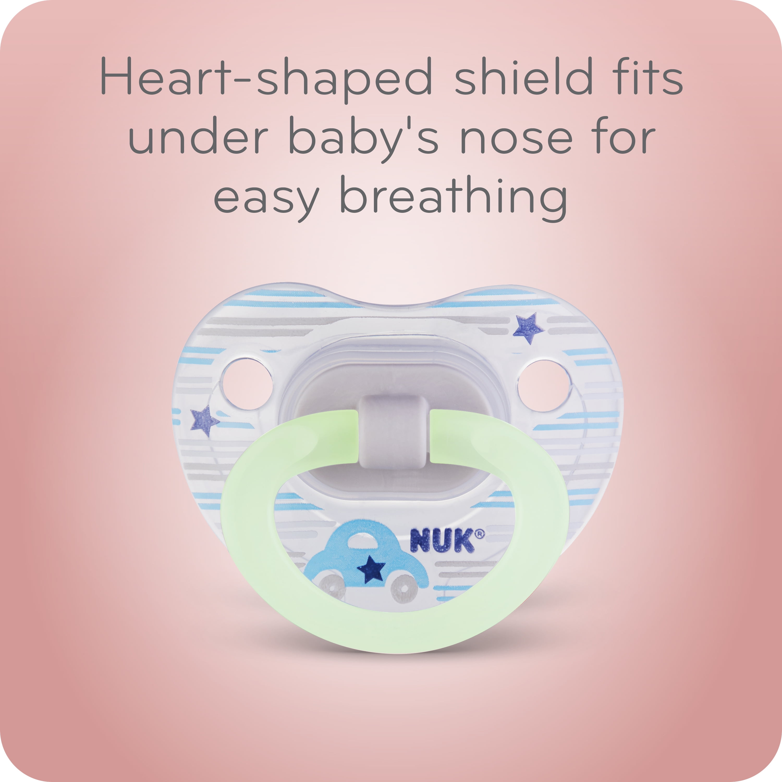 NUK Glow-in-the-Dark Orthodontic Pacifiers, Girl, 0-6 Months, 2-Pack