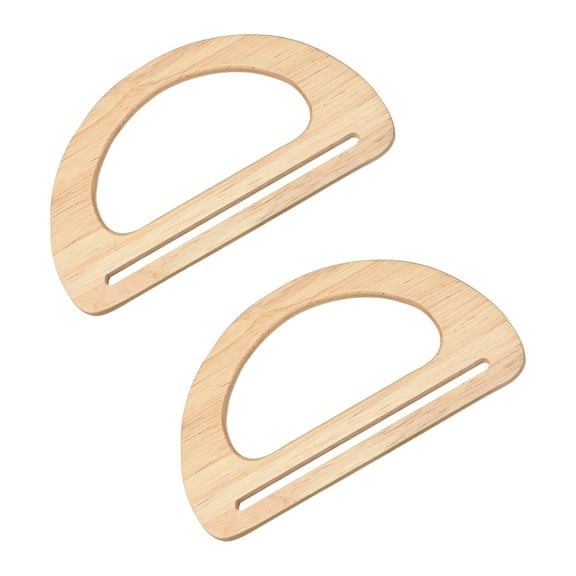 Uxcell 6.9" Wood Purse Handles D Shape Handbag Replacement for DIY Making, 2Pack Light Brown