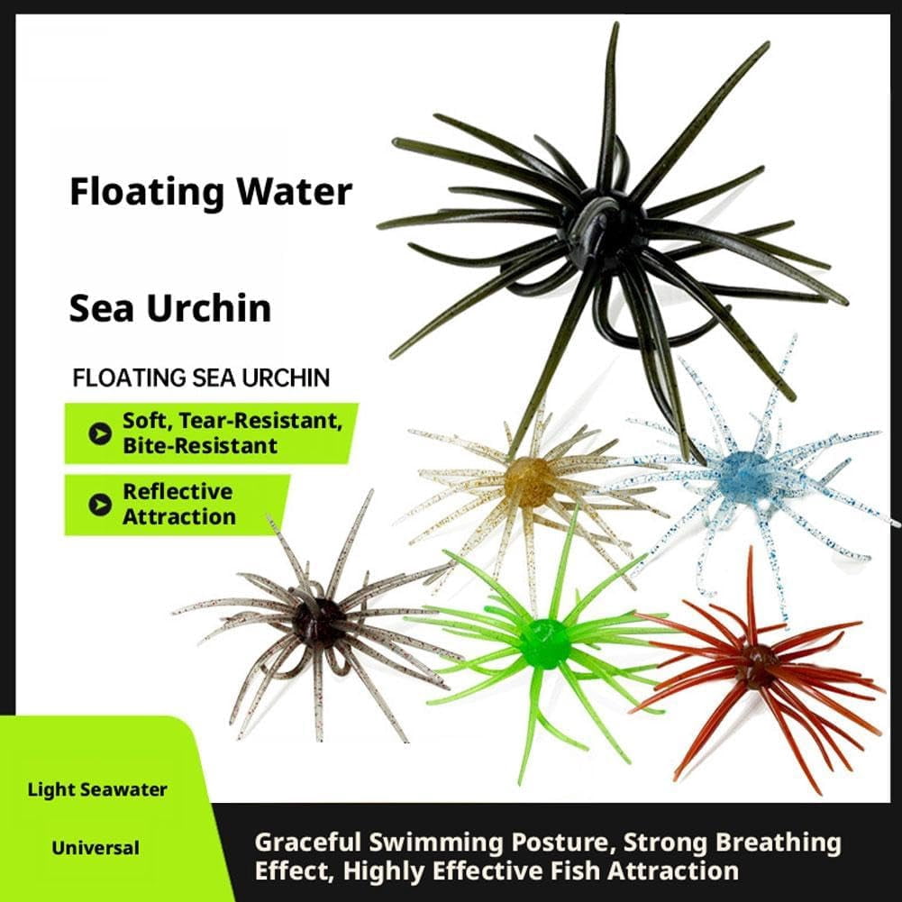 6Pcs Floating Sea Urchin Fishing Lures, Soft TPR Dice Baits with Glitter for Bass & Trout, Realistic 3.94 in Fuzzy Lure for Saltwater, Pink (K)