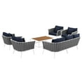 thumbnail image 3 of Modway Stance 6 Piece Outdoor Patio Aluminum Sectional Sofa Set in White Navy, 3 of 10