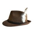 thumbnail image 5 of Felt Fedora Hat Jazz Hat Cap with Feather Costume Accessory for All Day Wear Brown, 5 of 9