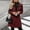 Wine, variant on MOONDU Women's Wool Blend Peacoat Notched Lapel Button Front Mid Length Coat with Pockets, Long Sleeve Solid Color Outerwear for Fall Winter Business Casual Daily Wear