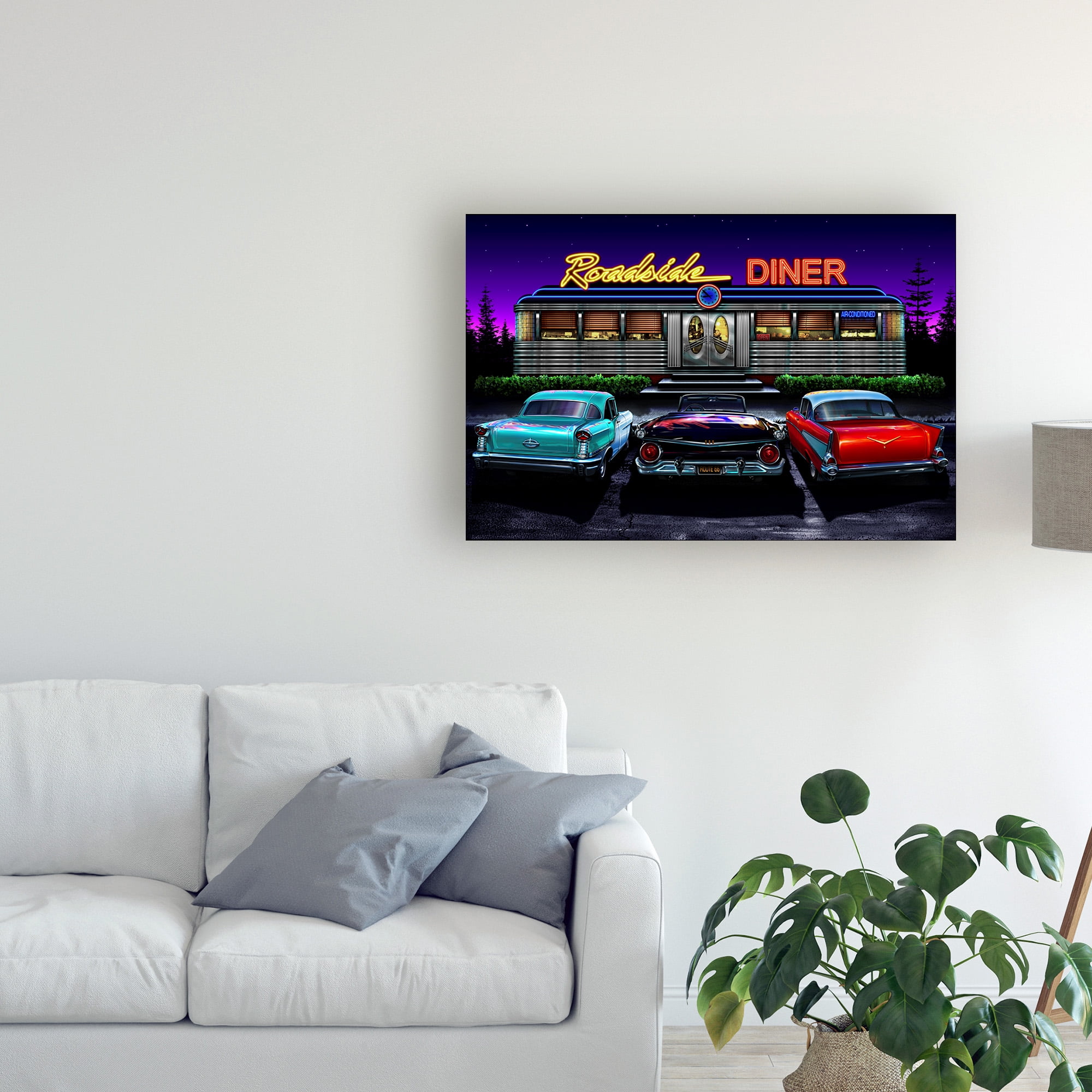 Trademark Fine Art 'Diners and Cars VIII' Canvas Art by Helen Flint