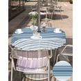 thumbnail image 5 of nqOlkjepod Blue Ombre Stripe Outdoor Tablecloth with Umbrella Hole & Zipper, Farmhouse Striped Gradient Round Table Cover 60 Inch, Dining Waterproof Table Cloth Protector for Patio/Party/Picnic, 5 of 7