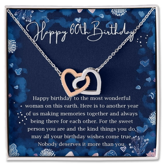 60th Birthday Necklace for Her, Elegant Heart Jewelry Gift for Wife Mom Sister or Friend, Sentimental Keepsake with Message Card, Milestone Birthday Gift for Women Turning 60, Special Present for Her