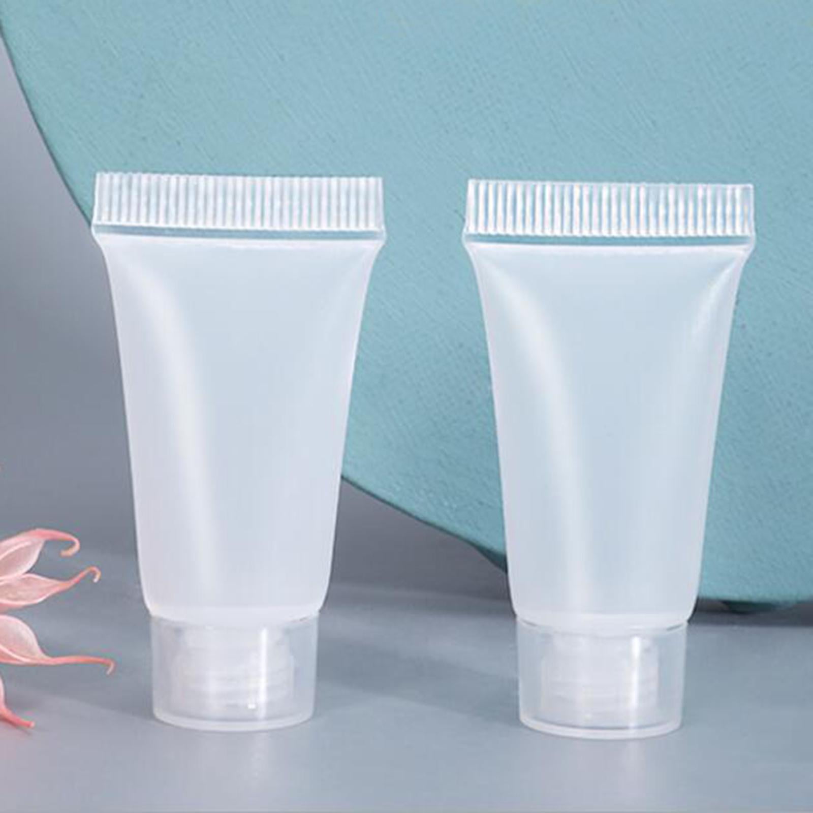 EHJRE 100Pcs Empty Bottle 5ml with Caps Refillable Portable Plastic .Container . .Shampoo Squeeze Bottle .Hand Lotion Travel - glossy white
