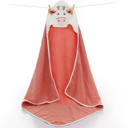 

HeroNeo Baby Kids Hooded Bath Towel Cape Cartoon Cow Shaped Bathrobe Wrap Cloak Poncho