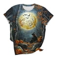 thumbnail image 7 of Yanchicy Womens Crew Neck T Shirt Seasonal Halloween Graphic Short Sleeve Printed Casual Tops Ladies Fashion Clothes Autumn Holiday Everyday Outfits, 7 of 7