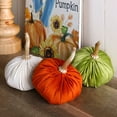 thumbnail image 4 of Glitzhome  Set of 3 Orange/White/Green Fall Velvet Pumpkins for Thanksgiving, 4 of 5