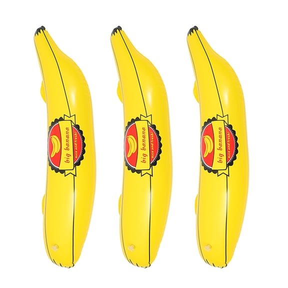 KONTONTY 3-Pack Inflatable Banana Pool Float Decorations, Yellow PVC Outdoor Party Accessories
