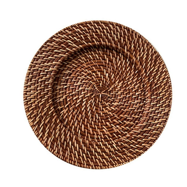 GROWTH TANK Rattan Charger Plate Kitchen Photo Props Rustic for Sundries Bathroom Picnic brown